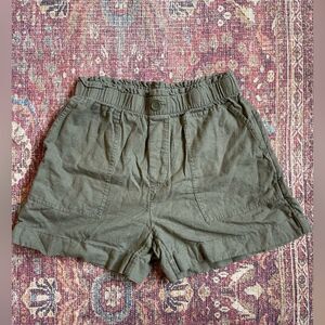 LOFT outlet Small Green Linen Blend Shorts Elastic Waist Lightweight